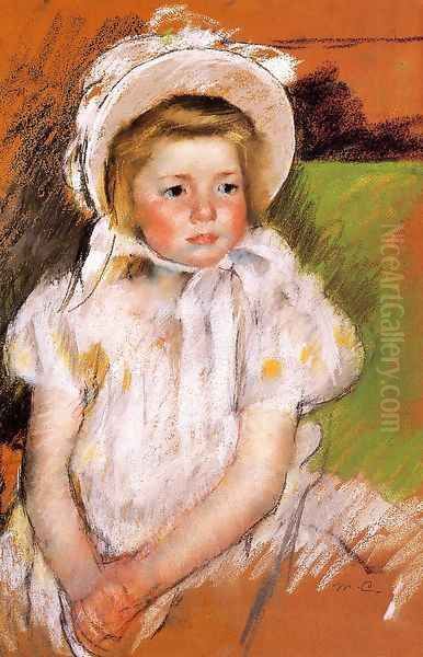 Somone In A White Bonnet Oil Painting by Mary Cassatt