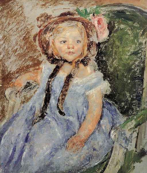 Sara In Dark Bonnet With Right Hand On Arm Of Chair Oil Painting by Mary Cassatt