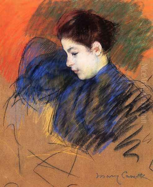 Young Woman Reflecting Oil Painting by Mary Cassatt