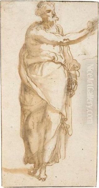 A Standing Figure Of An Apostle Oil Painting by Nicolo Martinelli Da Pesaro Il Trometta