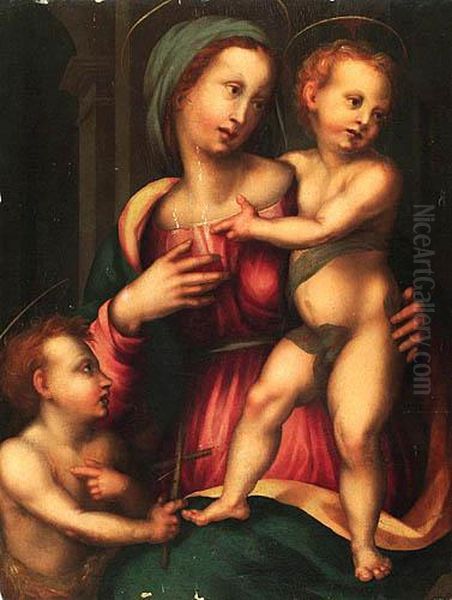 Madonna Z Dzieciatkiem.i Malym Sw. Janem Oil Painting by (Jacopo Carucci) Pontormo