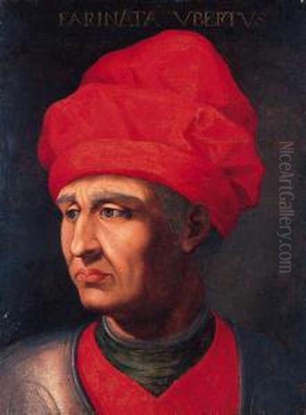 Portrait Of A Nobleman, Head And Shoulders, In A Red Hat Oil Painting by (Jacopo Carucci) Pontormo