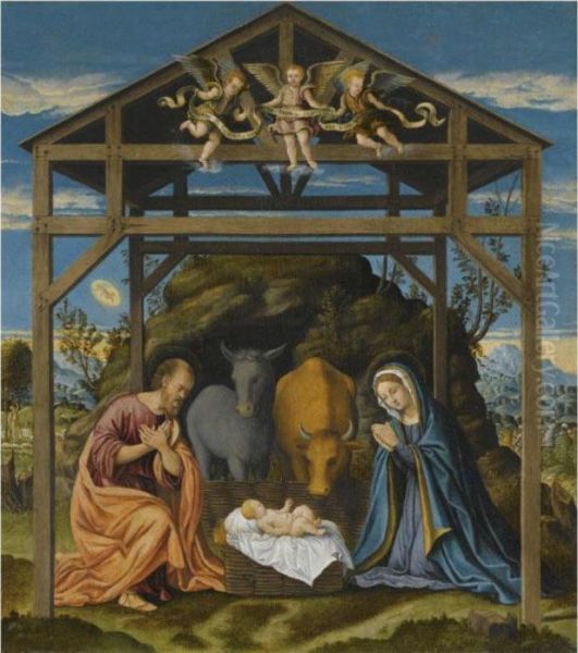 The Nativity Oil Painting by Girolamo da Santacroce