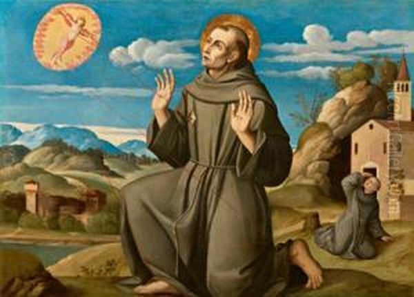 San Francesco Riceve Le Stigmate Oil Painting by Girolamo da Santacroce