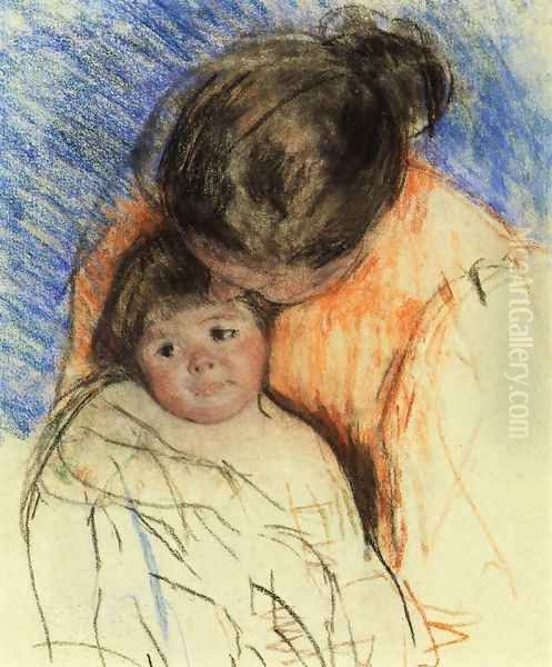 Sketch Of Mother Looking Down At Thomas Oil Painting by Mary Cassatt