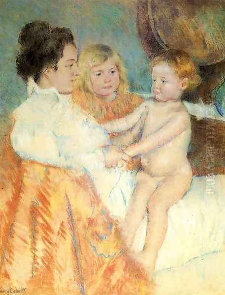 Mother, Sara and the Baby (counterproof) Oil Painting by Mary Cassatt