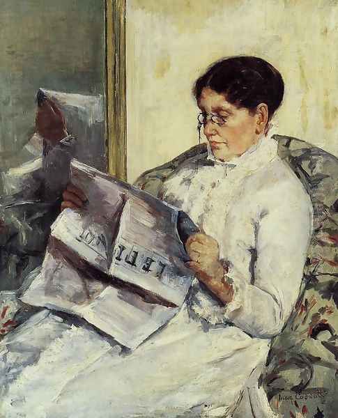 Portrait of a Lady (or Reading 'Le Figaro') Oil Painting by Mary Cassatt