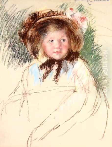 Sara in dark Bonnet Tied under her Chin, c.1901 Oil Painting by Mary Cassatt