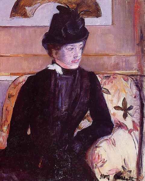 Mrs. Gardner Cassatt in Black Oil Painting by Mary Cassatt