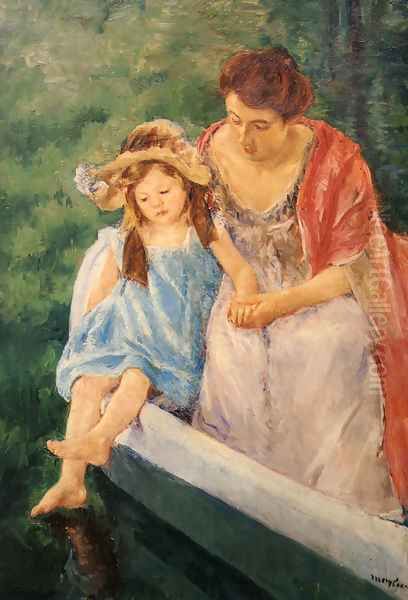 Mother And Child In A Boat Oil Painting by Mary Cassatt