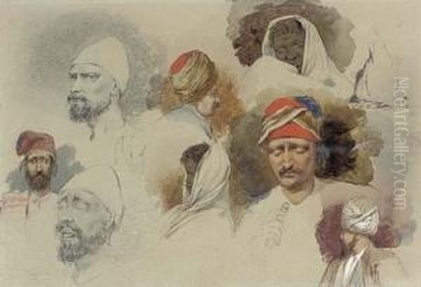 Study Of Eastern Heads And Figures Oil Painting by Richard Dadd