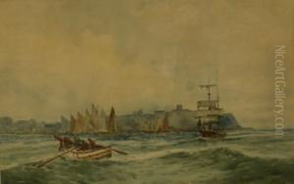 Shipping Off Scarborough Oil Painting by Ernst Dade