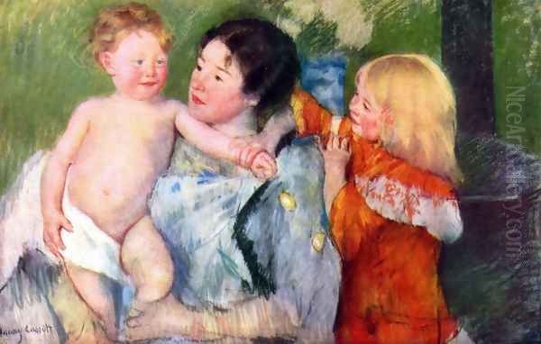 After bath Oil Painting by Mary Cassatt