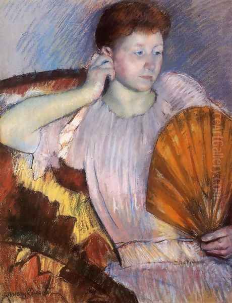 Contemplation (or Clarissa Turned Right with Her Hand to Her Ear) Oil Painting by Mary Cassatt