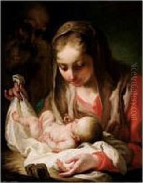 The Holy Family Oil Painting by Francesco Daggiu Daggiu Il Capella