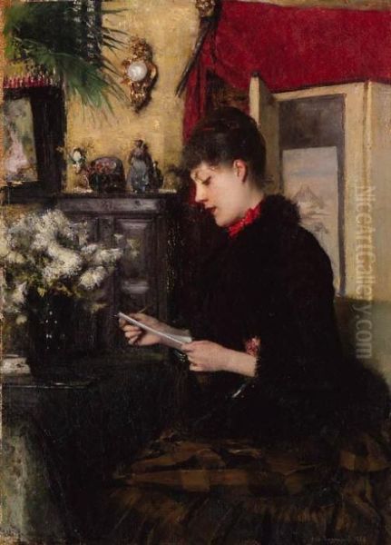 La Lettre Oil Painting by Pascal-Adolphe-Jean Dagnan-Bouveret