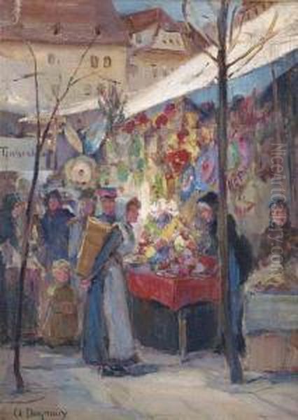 Market Day Oil Painting by Albert Marie Adolphe Dagnaux