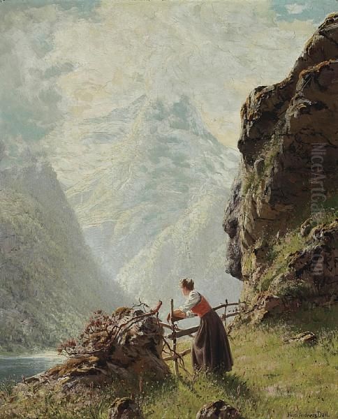 On The Fjord Oil Painting by Hans Dahl