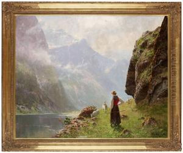 Vallflickan Oil Painting by Hans Dahl