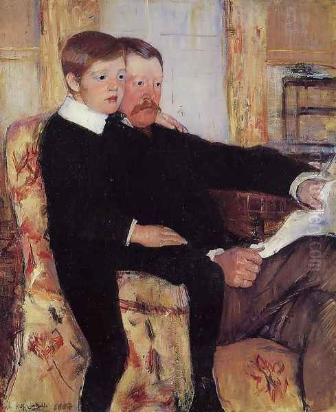 Portrait of Alexander J. Cassat and His Son Robert Kelso Cassatt Oil Painting by Mary Cassatt