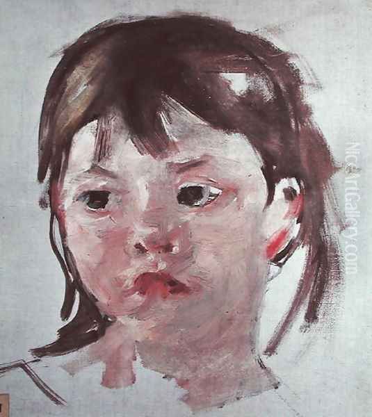 Head of a Young Girl 2 Oil Painting by Mary Cassatt