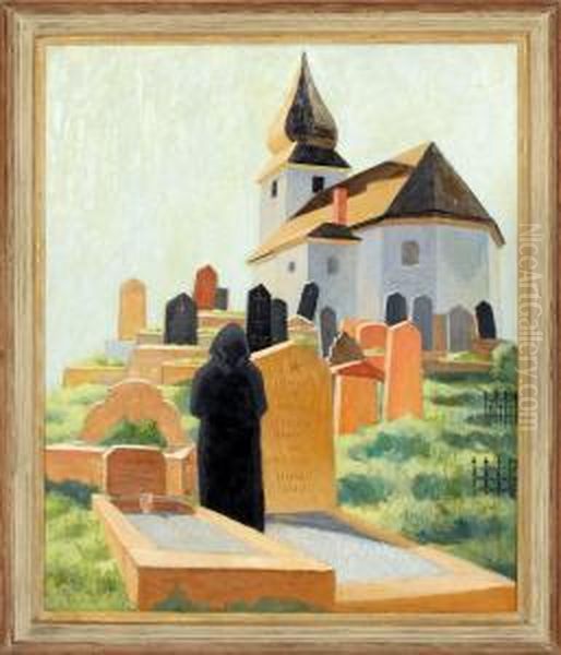 Kyrkogarden Oil Painting by Ewald Albin Filip Dahlskog