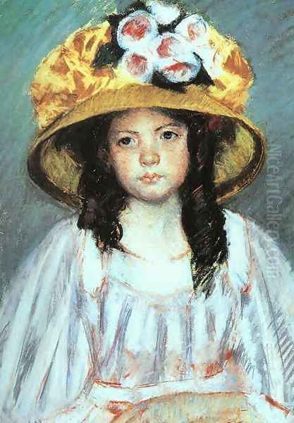 Girl in a Large Hat Oil Painting by Mary Cassatt