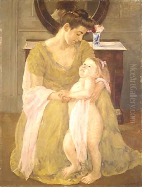 Mother and Child with a Rose Scarf 1908 Oil Painting by Mary Cassatt