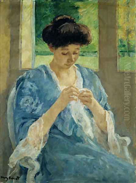 Augusta Sewing Before a Window 1905 Oil Painting by Mary Cassatt