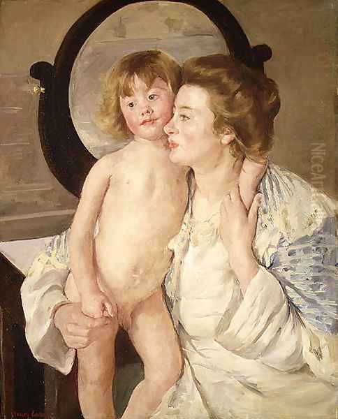 Mother and Child (The Oval Mirror) 1899 Oil Painting by Mary Cassatt