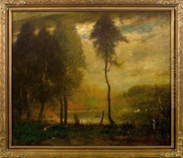 The Pond - Late Afternoon Oil Painting by Elliott Daingerfield