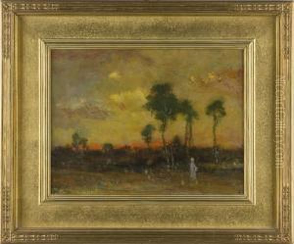 Sunset Oil Painting by Elliott Daingerfield