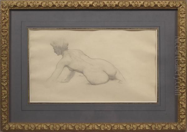 Pencil Sketch On Paper Of Reclining Nude Oil Painting by Elliott Daingerfield