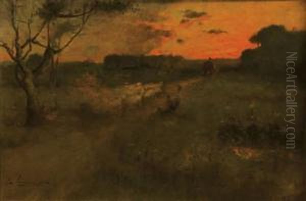 A Country Road At Sunset Oil Painting by Elliott Daingerfield