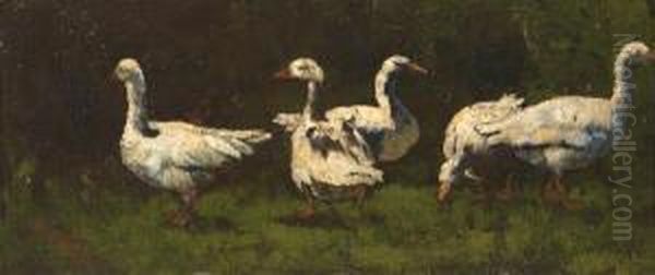 Study Of Geese Oil Painting by Elliott Daingerfield