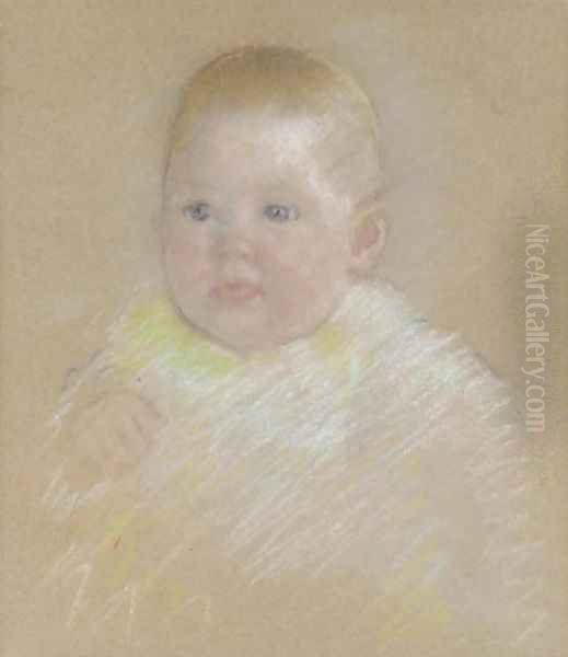 Head of a Baby Oil Painting by Mary Cassatt