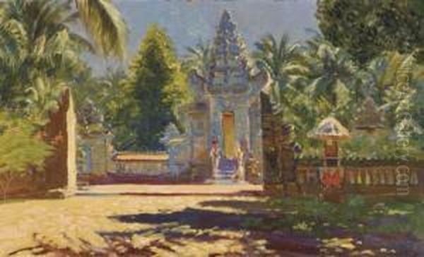 Entrance To A Temple Complex Oil Painting by Carel Lodewijk, Dake Jr.