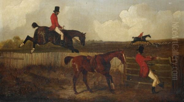 Le Saut De Haies - La Chute Oil Painting by John Dalby Of York