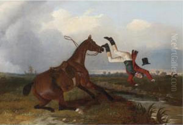 Mishap At A Stream Oil Painting by John Dalby Of York