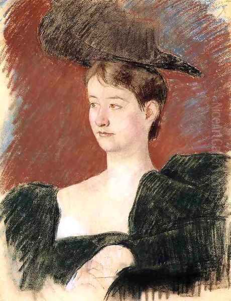 Potrait of a Young Woman in Green 1898 Oil Painting by Mary Cassatt