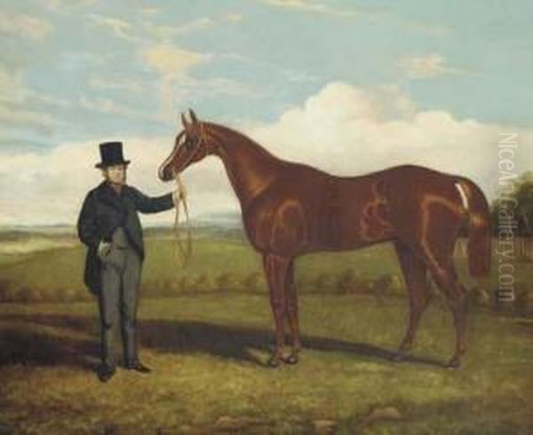 Mr. Ottoway With His Champion Dalgetty Girl Oil Painting by David of York Dalby