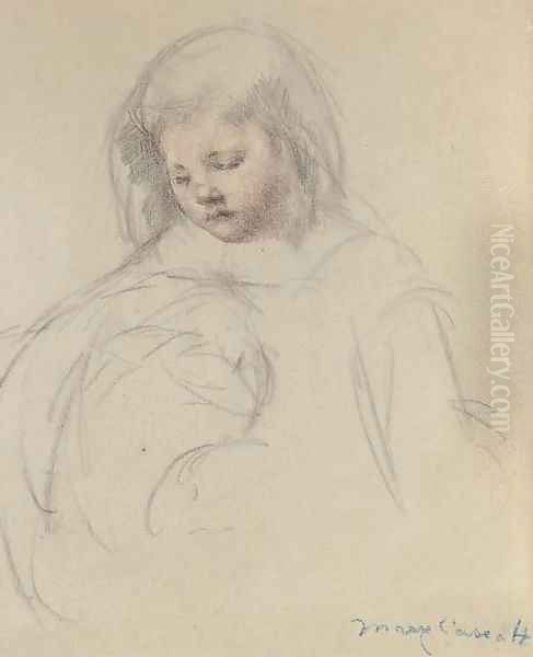 Sketch for 'Sara...Feeding Her Dog' Oil Painting by Mary Cassatt