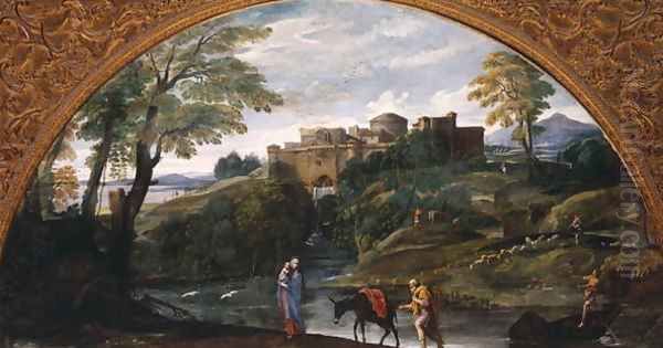 Landscape with the Flight into Egypt Oil Painting by Annibale Carracci