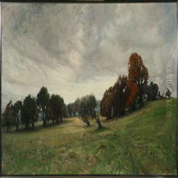 Wind Blown Trees Oil Painting by Hans Mathias Dall