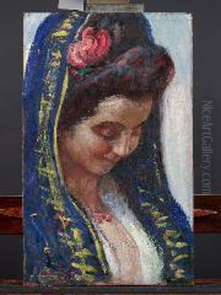 Rosa Rossa Oil Painting by Angelo Dall'Oca Bianca