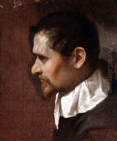 Self-Portrait in Profile 1590s Oil Painting by Annibale Carracci