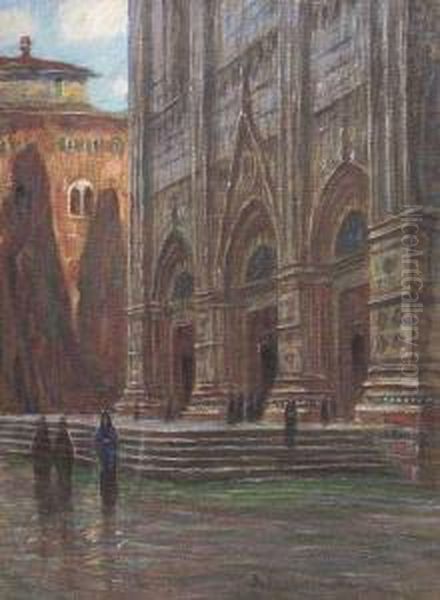 Il Battistero Di Siena Oil Painting by Angelo Dall'Oca Bianca