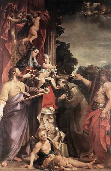 Madonna Enthroned with St Matthew 1588 Oil Painting by Annibale Carracci