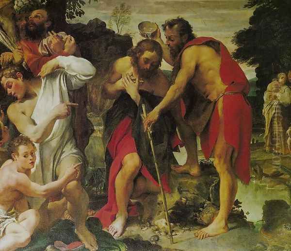 Baptism of Christ (Battesimo di Cristo) Oil Painting by Annibale Carracci