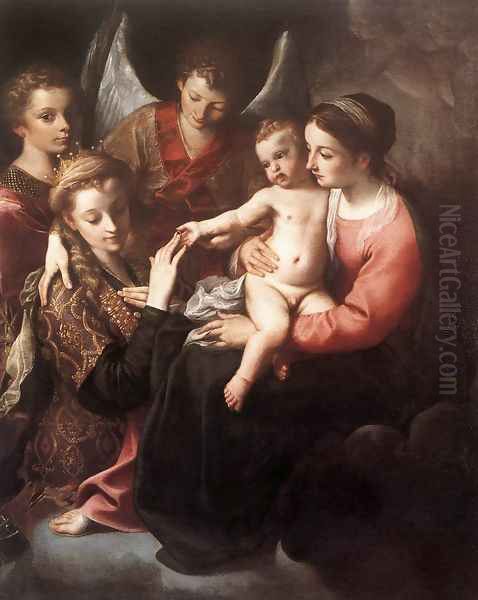 The Mystic Marriage of St Catherine 1585-87 Oil Painting by Annibale Carracci